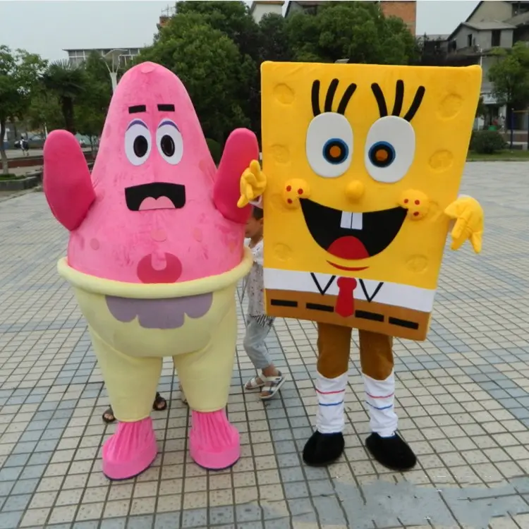 Factory Price Wholesale Shopping Patrick star Mascot Products Fiberglass Sponge Bob Mascot Costumes