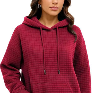 Casual Drawstring Waffle Pullover Fall Tops Loose <b>Long</b> Sleeve Hooded <b>Sweatshirt</b> with Pocket hoodi streetwear - Product Image 1