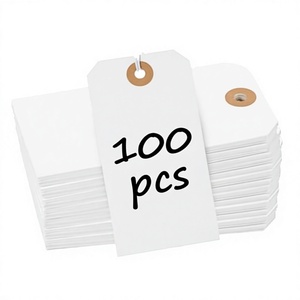 100 étiquettes rectangulaires vierges en papier blanc avec cordon élastique, en vrac, inscriptibles, pour vêtements, prix, bijoux, bricolage - Product Image 3