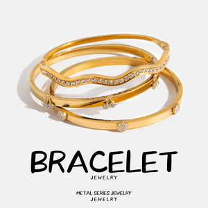 Bracelet en diamant rond taille brillant Jinhua, or 18 carats, acier inoxydable, accents de diamants blancs, bijoux pour femmes à porter au quotidien - Product Image 5