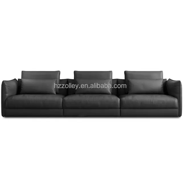 Divano componibile moderno di lusso in pelle italiana divano ad angolo in vera pelle nera