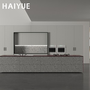 Cuisine modulaire de luxe HAIYUE avec appareils intégrés, meubles de cuisine en bois minimalistes pour plans ouverts - Product Image 1