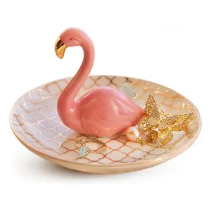 Custom Kerst Thanksgiving Cadeau Sieraden Ketting Dier Tray Houder Schattige Keramische Flamingo Ring Houder