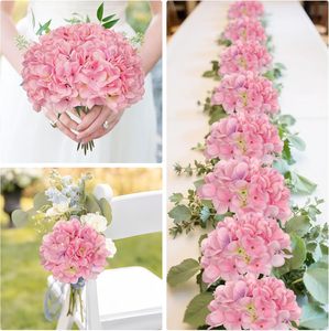 Hortensia Artificial Blanca y Rosa en Oferta, Flor de Seda de una Sola Cabeza para Decoraciones de Bodas, Día de la Madre, Navidad y Año Nuevo - Product Image 2