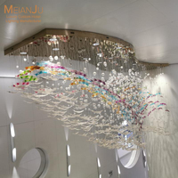 Grand lustre artistique en verre soufflé, hauteur réglable, luminaire suspendu coloré pour hall d'hôtel/villa, LED sculpturale moderne