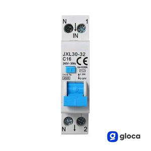 Disjoncteur miniature Gloca Rcbo 1P+N 16A 30mA 220V Courbe C 1 module Montage sur rail DIN - Product Image 3