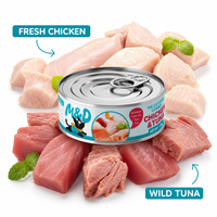 Alimentation humide pour chats riche en protéines en conserve 85g, service OEM ODM, saveur poulet entièrement naturelle, vente en gros