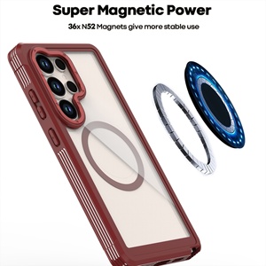 Étuis de téléphone magnétiques de créateur de luxe pour <span class=keywords><strong>Samsung</strong></span> S24 Plus S25 Couverture arrière ultra transparente avec béquille <span class=keywords><strong>portable</strong></span> - Product Image 5