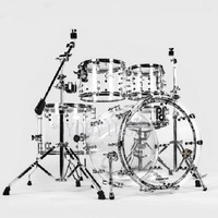 YOUYIZUO Batterie de percussions en érable à coque transparente à prix abordable avec écran acrylique, ensemble de cymbales de batterie à main en plexiglas acrylique transparent de haute qualité
