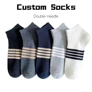 Double-needle Men's Anti-pilling Summer Short <b>Socks</b> <b>Breathable</b> Sweat-absorbing Thin Boat <b>Socks</b> High Quality Wholesale - Product Image 1