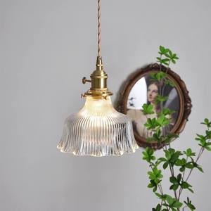 Pendentif en verre vert/clair en forme de fleur vintage pour balcon, lit et restaurant de chevet - Product Image 5