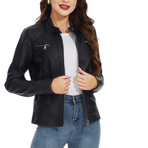Veste en cuir de serpent pour femme, doublée polaire, imperméable, coupe-vent, respirante, séchage rapide, écologique, couleur unie, coupe ajustée - Product Image 1