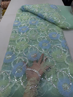 NI.AI 2026 Tissu en dentelle africaine française brodé 3D écologique avec fleurs, perles et sequins pour mariage et fête