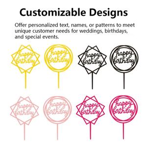 Decoración de feliz cumpleaños dorada personalizada al por mayor, adorno acrílico para tarta para fiesta de aniversario, adorno para tarta, decoración - Product Image 4