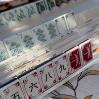 Jeu de Mahjong américain floral Garden Brunch Jade Crane, 160 tuiles avec tapis, tuiles de luxe peintes à la main en acrylique