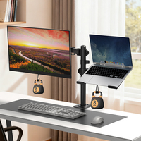 Support de moniteur double Khcoohoo, support pour ordinateur portable, acier allié, inclinaison à 90°, réglage de la hauteur de 100 à 400 mm, ergonomique, bureau à domicile