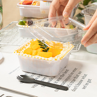 Transparent Mini Cupcake Box Pet Rectangle Dessert Gâteau Boîtes En Plastique Carré Pâtisserie Boulangerie Emballage Alimentaire Conteneur Avec Couvercle