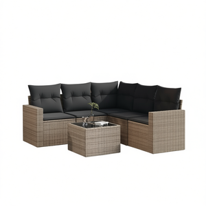 Pe <b>Rattan</b> Garden <b>Sofa</b> Set 6 Seater Adjustable Feet Outdoor Furniture Contemporary Design - Product Image 1