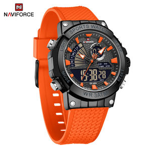 Montre numérique pour homme Naviforce NF9219, nouveau design, logo personnalisé, bracelet en PU, affichage lumineux double, montre sport avec fonction de stockage. - Product Image 1