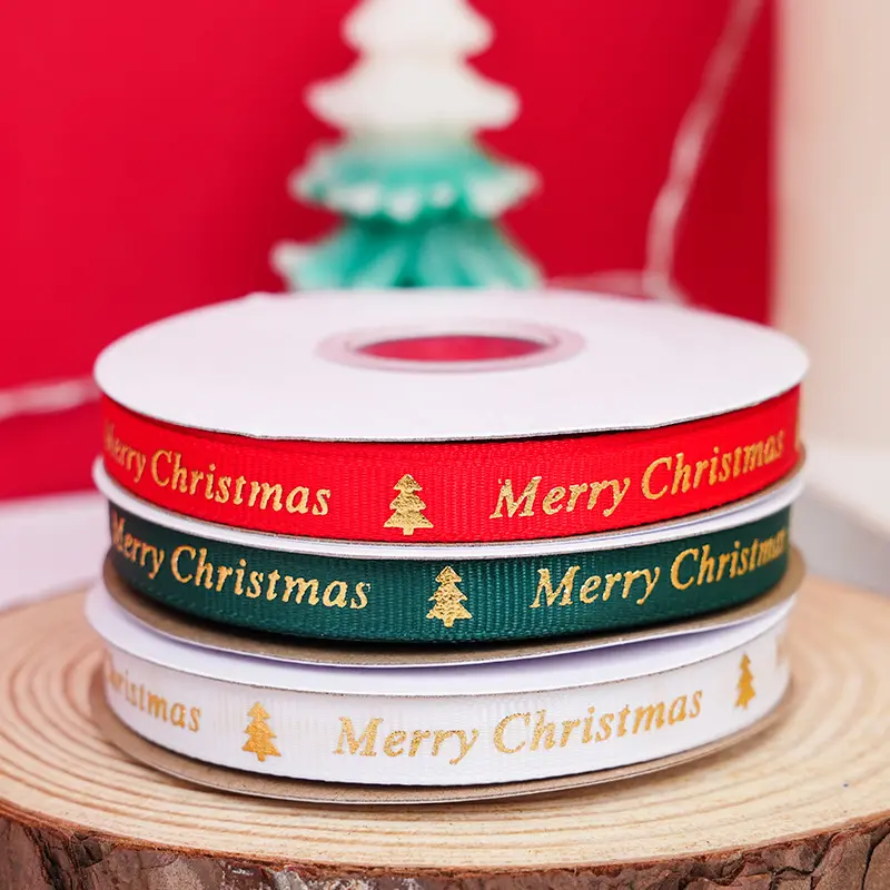 Cinta de bronce de árbol de Navidad, regalo de vacaciones hecho a mano, decoración de embalaje, lazo de regalo artesanal