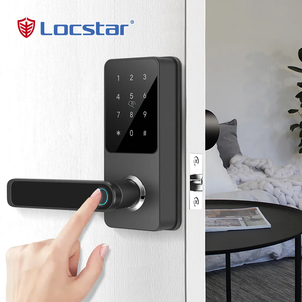 Smart House Wireless Zwave Fingerprint Door Lock C82-TTLock Memory Card Serrure Porte Bois Wood Connected To Phone Blue Tooth 5v