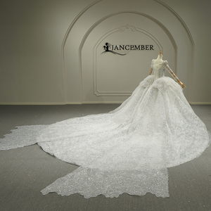 Vestido de Novia Princesa Jancember Gt26026 con Cuentas de Cristal, Lentejuelas, Escote Corazón, Manga Larga, Exquisito Diseño en Capas y Cola Real - Product Image 4