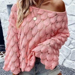 Nouveautés de la mode d'hiver, hauts en tricot décontractés et sexy à manches longues pour femmes - Product Image 1