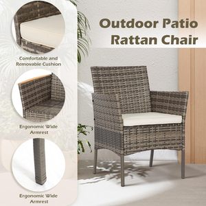 Set di Sedie in Rattan Vintage per Esterni con Cuscini Beige Resistenti alle Intemperie, 2 Posti con Pouf e Tavolino in Vimini Marrone, Arredamento in Rattan per Patio e Terrazza - Product Image 3