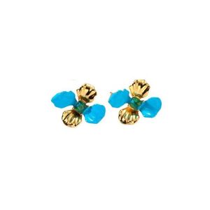 Fashion <b>Stud</b> <b>Earrings</b> 316L Stainless Steel PVD Gold Plating <b>Blue</b> Green Resistant Sustainable - Product Image 1