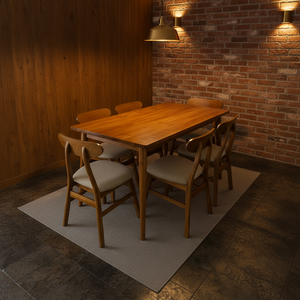 Ensemble de table à manger contemporaine en teck massif, 7 pièces, 6 places, écologique et confortable, pour la maison, le restaurant, l'hôtel - Product Image 5