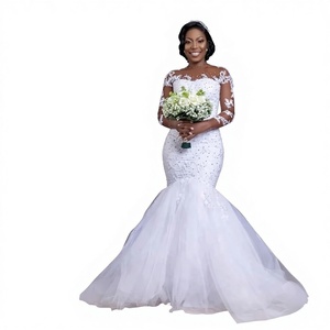 ชุดแต่งงานลูกปัดหรูหราสไตล์แอฟริกันปี 2026 แขนยาวประดับมุก ชุดเจ้าสาวสีดำ Vestido De Noiva แบบสั่งตัด - Product Image 1