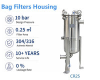 Boîtier de filtre à sac en acier inoxydable 304/316 CR25 0,25 mètre carré pour filtration chimique