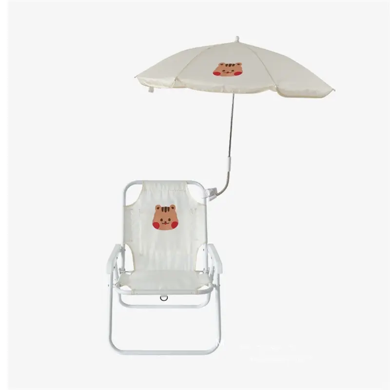 Ins Korea kursi pantai lipat anak-anak, kursi tunggal dengan payung tebal kursi piknik portabel naungan foto