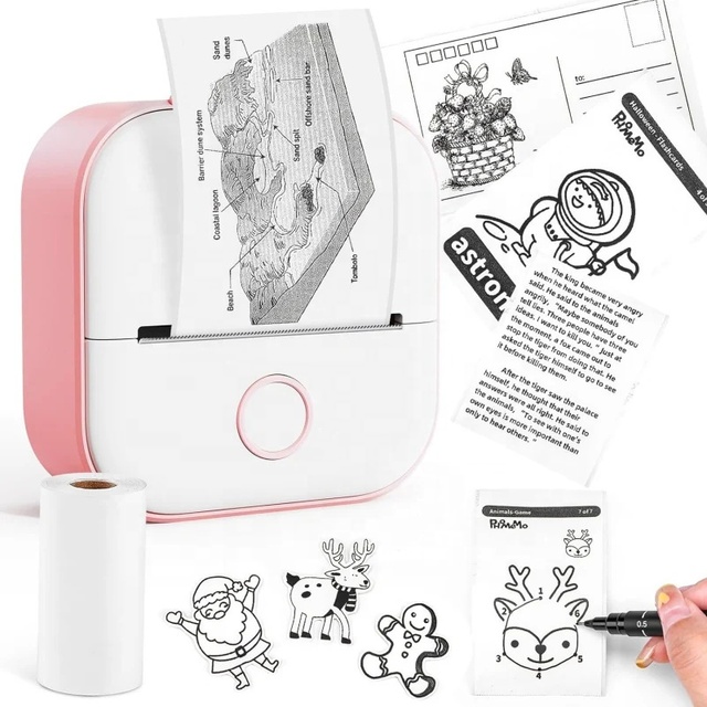 Portable T02 Mini Thermal Sticker Printer for Bluetooth Wireless Inkless Pocket Printer with Stock Products