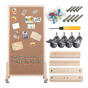 กระดานข่าวไม้ก๊อกสองด้านขนาดใหญ่พร้อมล้อดีไซน์เคลื่อนที่สำหรับใช้ในสำนักงาน - Product Image 1