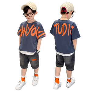 High Quality Summer European <strong>Boys</strong> <strong>Clothing</strong> Sets Casual Cotton Striped Shirt Pants 9 Years Two Pcs Print Suit CC BABY Model 21129 - Product Image 1