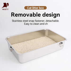 Bac à litière en acier inoxydable pour grand chat, bac à litière en métal extra large avec couvercle anti-fuite - Product Image 5