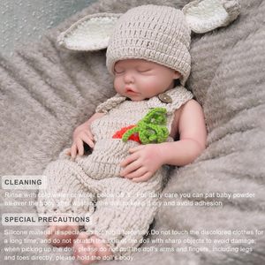 Poupée bébé fille réaliste en silicone de 16 pouces, poupée reborn endormie, poupée nouveau-né réaliste avec poids, jouet lavable pour enfants - Product Image 4