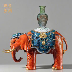 Copper Art Workshop Auspicious <b>Elephant</b> Bronze Craft Feng Shui <b>Decoration</b> For Living Room And Hotel Lobby - Product Image 4
