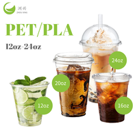 Vente en gros usine – Lot de 100 gobelets jetables transparents en PLA sans BPA de 16oz, 20oz, 24oz pour boissons froides à emporter, avec couvercle à paille et logo personnalisé