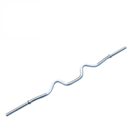 TOPTONS Fitness 120cm Super EZ Triceps Curl Barbell Bar Avec Spin Colliers Tige Courbée En Acier Chrome Poids Fileté Standard Bar