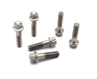 Tornillo hexagonal de cabeza de brida de 12 puntos M8, rosca UNF Clase 8, titanio puro pulido, fijación para automoción y motocicleta Hongyan