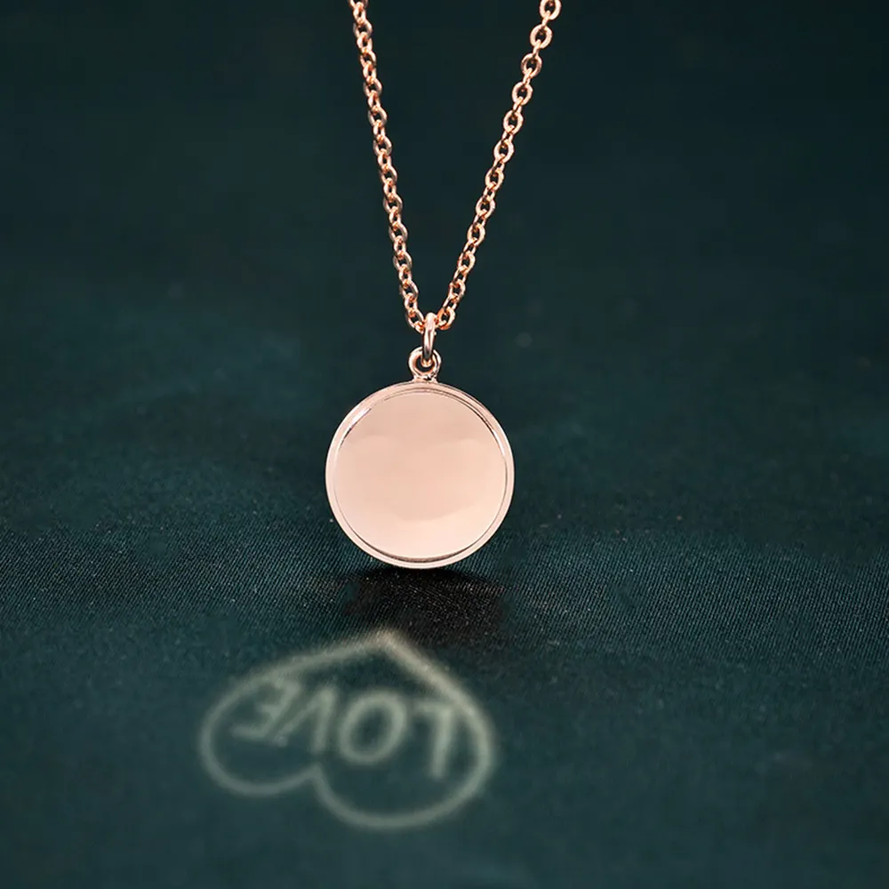 New Fashion Trendy 925 Sterling Silver Jewellery 18k Gold Plated Custom Love Memory Coin Projection Pendant Necklace For Women