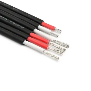 Kabel PV Surya 2x6mm2 Inti Kembar Berselubung XLPE 1000V 1500V Tahan Sinar UV Terlindung dari Matahari