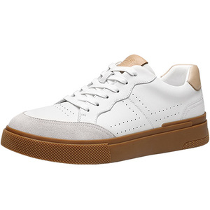 Baskets basses blanches pour hommes, chaussures décontractées à talon moyen, couleur unie, légères, résistantes à l'usure, antidérapantes, en toile, tendance - Product Image 5