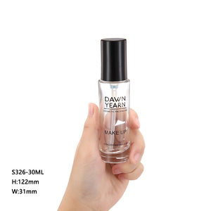 Custom brand transparent foundation glass clear empty round cosmetic serum packaging lotion bottle with silver pump 30ml 1oz