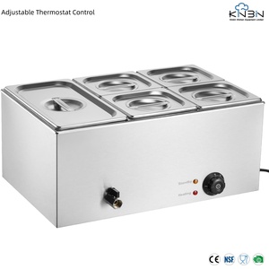 Calentador de Sopa Eléctrico de Acero Inoxidable, Baño María, Calentador de Alimentos Comercial Multi-Sartén con Recipiente GN para Restaurante, Buffet, Cantina - Product Image 1