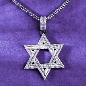 Hiphop Iced Out 925 Sterling Silver Pass Diamond <span class=keywords><strong>Tester</strong></span> Vvs Baguette Moissanite Hexagram Star Of <span class=keywords><strong>David</strong></span> Hanger Voor Heren - Product Image 6