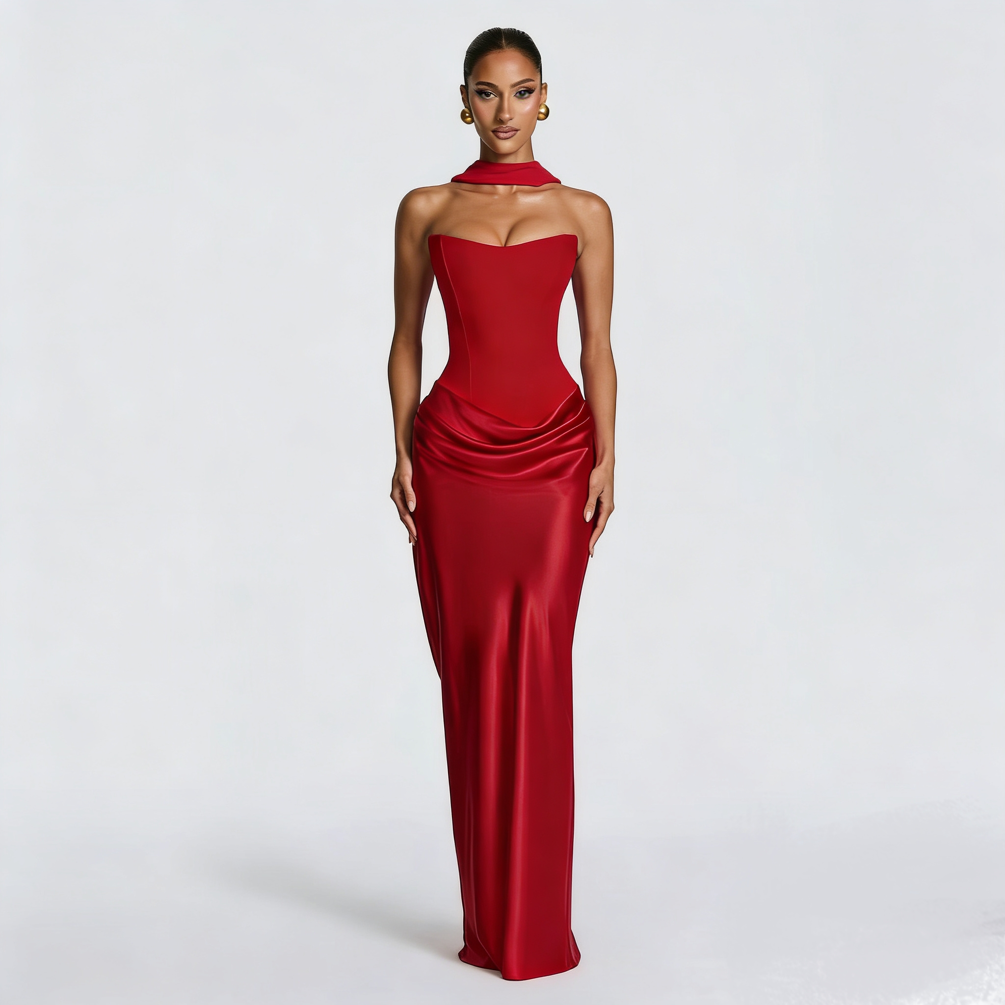 chic me evening dresses Glitter Lurex One Shoulder Spaghetti Strap Slim Fit Bodycon Allover Sequin Midi Evening Dress Red M by chicme