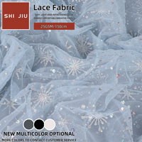 Tissu en filet 100 % polyester bleu 25 g/m² respirant et léger de 1 mm pour robes de soirée et robes à paillettes, tissu en tulle, tissu en dentelle